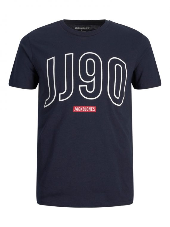 ΜΠΛΟΥΖΑ ΛΑΙΜΟΚΟΨΗ ΣΤΑΜΠΑ-JACK AND JONES-χρωμα ΜΠΛΕ