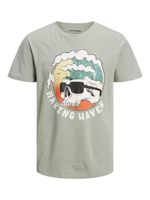 ΜΠΛΟΥΖΑ ΛΑΙΜΟΚΟΨΗ ΣΤΑΜΠΑ-JACK AND JONES-χρωμα ΧΑΚΙ