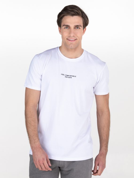 ΜΠΛΟΥΖΑ T-SHIRT ΛΑΙΜΟΚΟΨΗ ΣΤΑΜΠΑ-restart-χρωμα ΛΕΥΚΟ