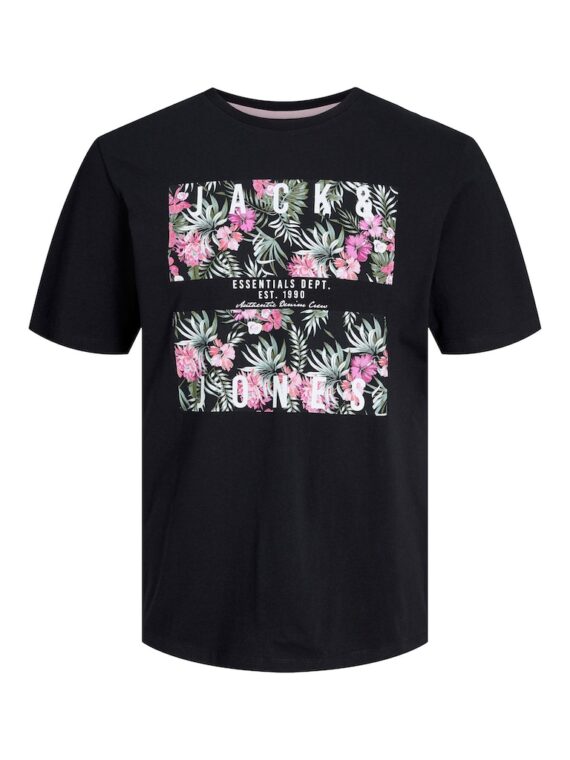 ΜΠΛΟΥΖΑ t-shirt-ΛΑΙΜΟΚΟΨΗ ΣΤΑΜΠΑ-jack and jones-χρωμα ΜΑΥΡΟ