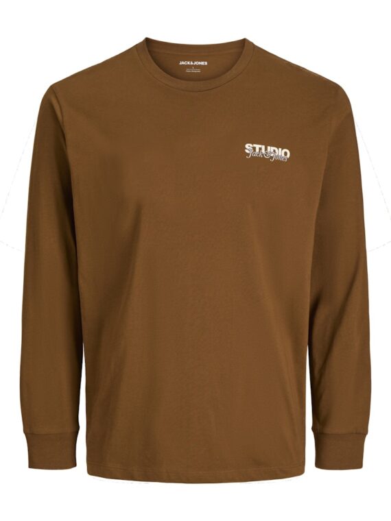 ΜΠΛΟΥΖΑ ΜΑΚΟ ΜΑΚΡΥΜΑΝΟΚΗ ΜΟΝΟΧΡΩΜΗ-ΥΠΕΡΜΕΓΕΘΟΣ-jack and jones-χρωμα CAMEL