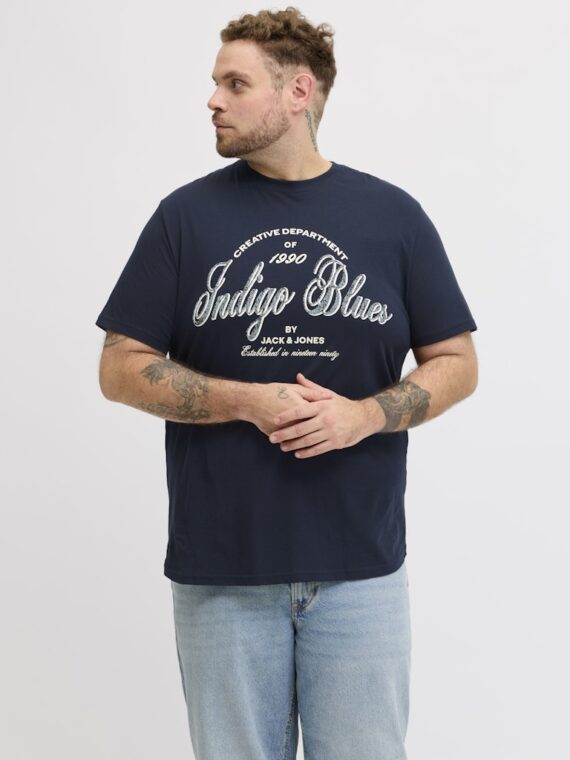 ΜΠΛΟΥΖΑ ΚΟΝΤΟΜΑΝΙΚΗ ΛΑΙΜΟΚΟΨΗ ΣΤΑΜΠΑ-ΥΠΕΡΜΕΓΕΘΟΣ-jack and jones-χρωμα ΜΠΛΕ