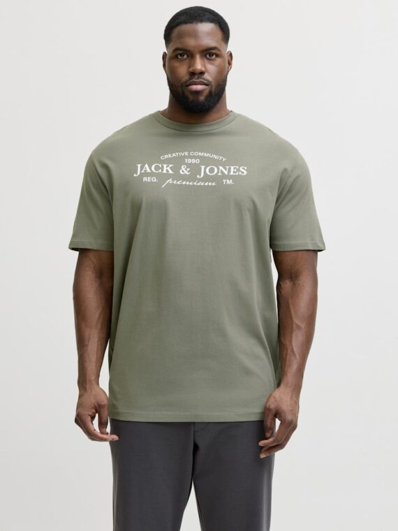 ΜΠΛΟΥΖΑ ΚΟΝΤΟ ΜΑΝΙΚΙ ΛΑΙΜΟΚΟΨΗ ΣΤΑΜΠΑ ΥΠΕΡΜΕΓΕΘΟΣ-jack and jones-χρωμα ΧΑΚΙ