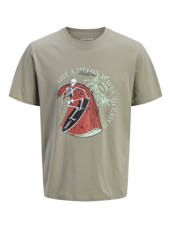 ΜΠΛΟΥΖΑ t-shirt ΛΑΙΜΟΚΟΨΗ ΣΤΑΜΠΑ ΥΠΕΡΜΕΓΕΘΟΣ-jack and jones-χρωμα ΧΑΚΙ