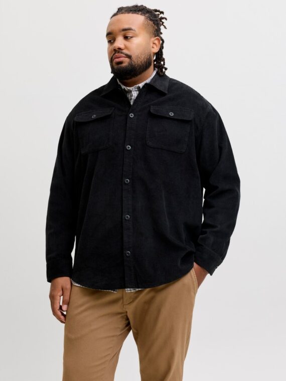 ΠΟΥΚΑΜΙΣΟ overshirt ΚΟΤΛΕ ΥΠΕΡΜΕΓΕΘΟΣ-jack and jones-χρωμα ΜΑΥΡΟ