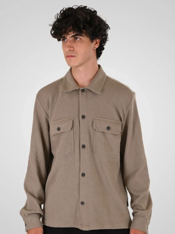 ΠΟΥΚΑΜΙΣΟ ΜΟΝΤΕΡΝΟ overshirt ΥΠΕΡΜΕΓΕΘΟΣ-double-χρωμα ΜΠΕΖ